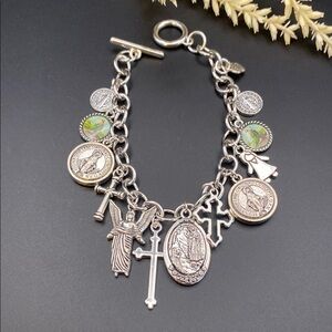 Silver Plated Religious Charm Bracelet